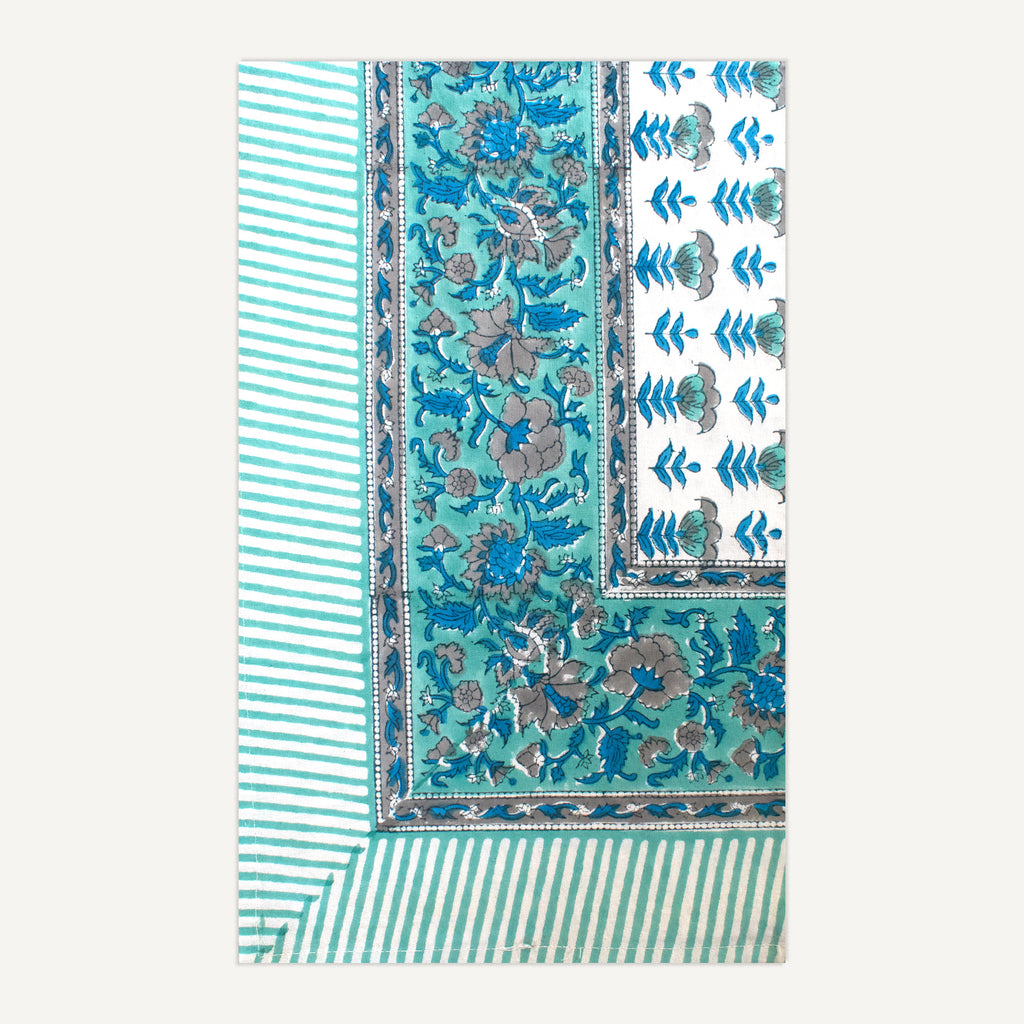 Breezy Blue Hand Block Printed Tablecloth