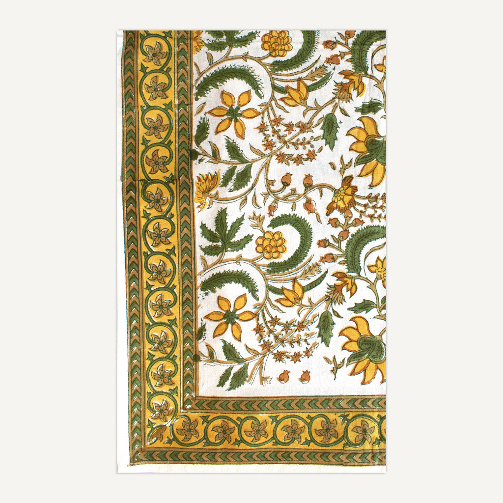 Central Park Gardens Hand Block Printed Tablecloth