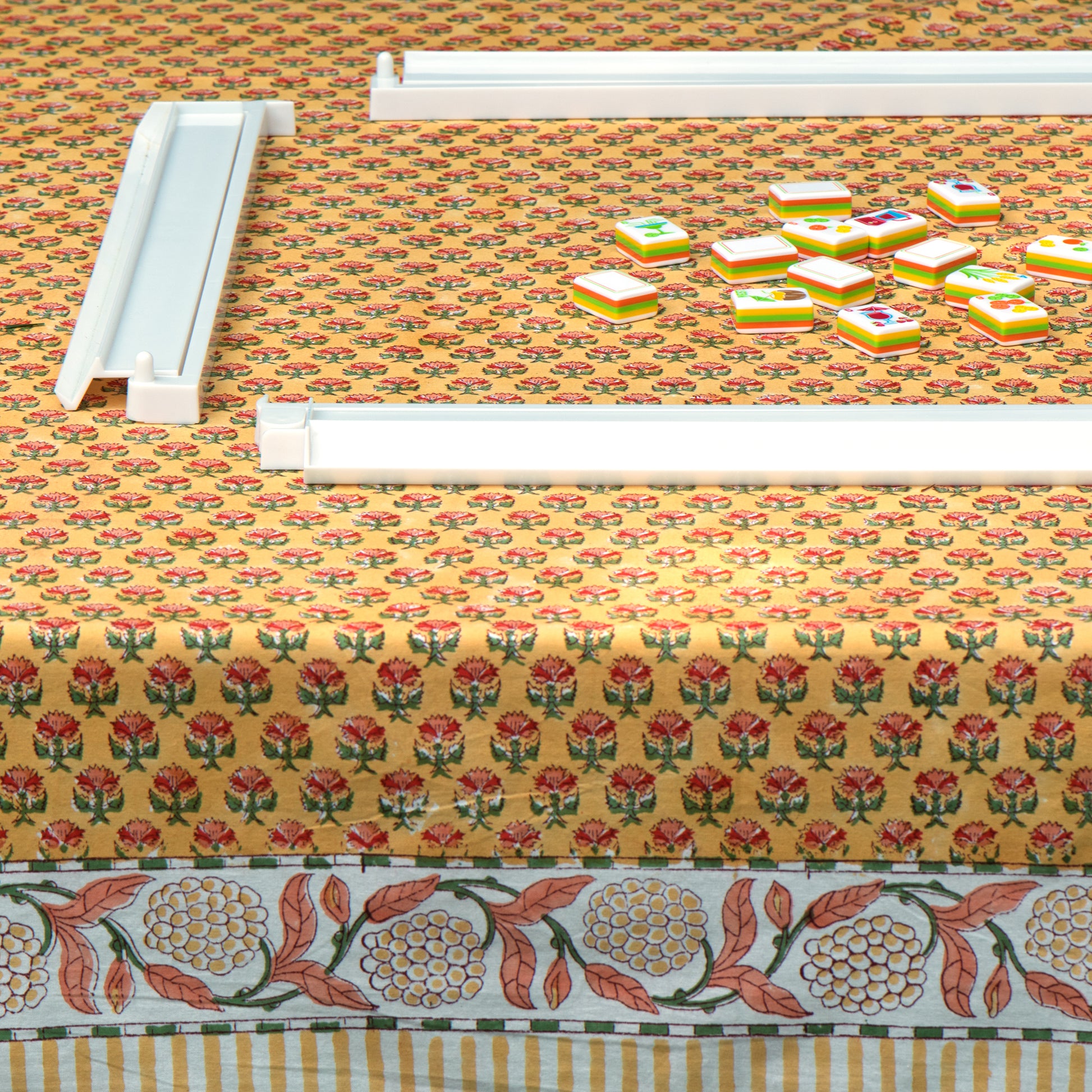 Tropical Bloom Hand Block Printed Tablecloth
